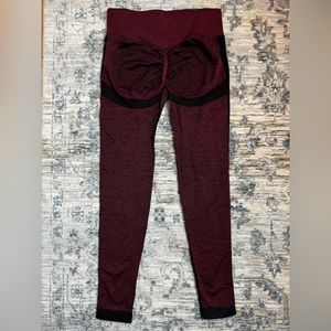 Booty Sculpting Scrunch Butt Lifting Leggings Burgundy
